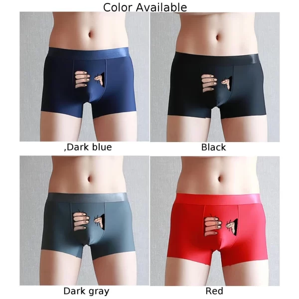 cartoon printed men's boxer brief underpants dark blue, black, dark grey, red