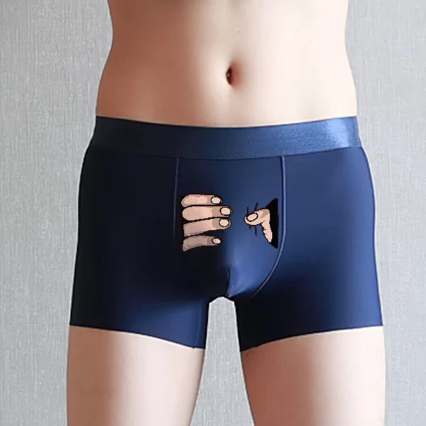 cartoon printed men's boxer brief underpants dark blue