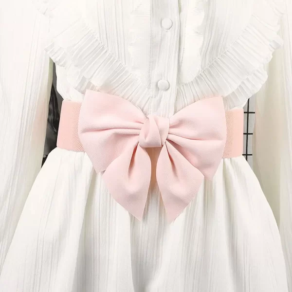 Pink Elegant Large Bow Elastic Belts for Women