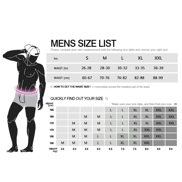 cotton printed boxer briefs for men size chart
