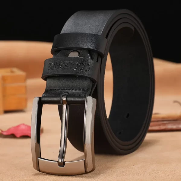men's black leather belt