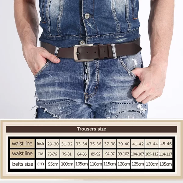 men's brown leather belt size chart