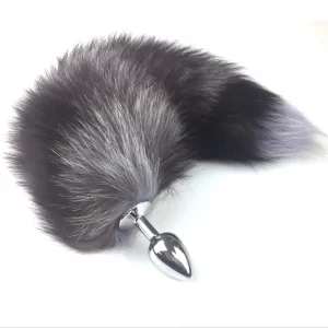 Unisex Metal and Silicone Anal Butt Plug with Fox Tail