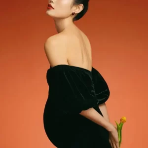 Black Maternity Evening Dress for Pregnant Women