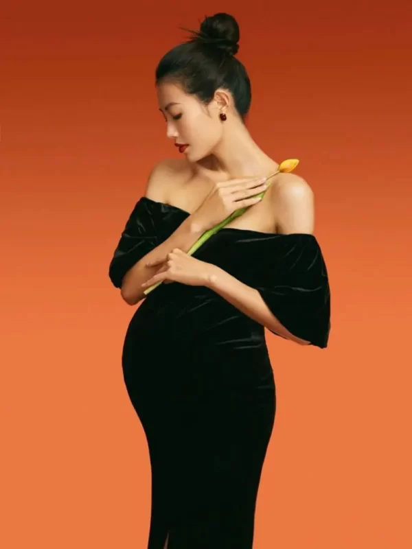 Black Maternity Evening Dress for Pregnant Women