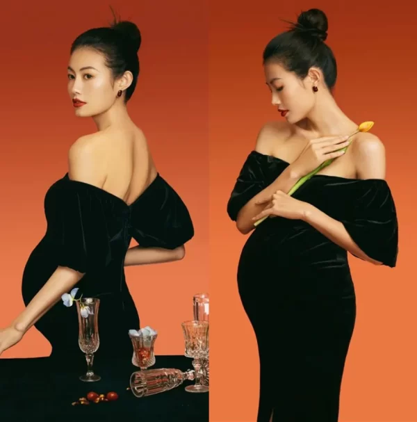 Black Maternity Evening Dress for Pregnant Women