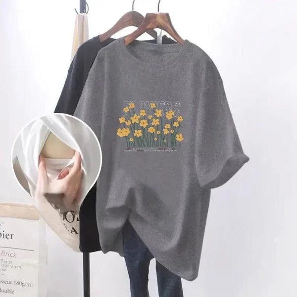 Short-Sleeve Breastfeeding Maternity Loose T-shirt