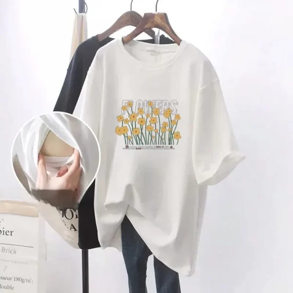 Short-Sleeve Breastfeeding Maternity Loose T-shirt