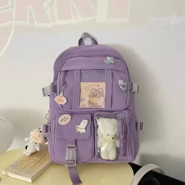Girl's Large-Capacity Student Purple Backpack