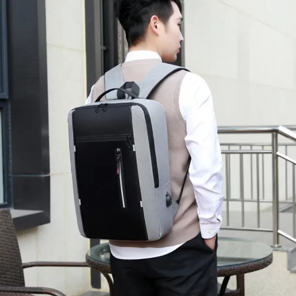 Men's Waterproof Large-Capacity Business Backpack with USB Port