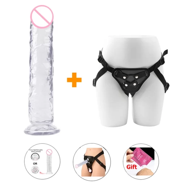 Strap-on Belt with Huge Realistic Silicone Dildo
