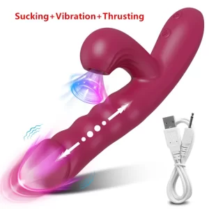 Powerful Thrusting Sucking Red Vibrator/Dildo