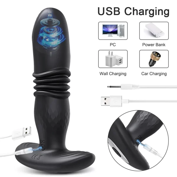 Unisex Telescopic Vibrating Anal Butt Plug