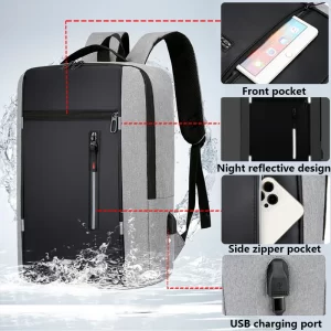 Waterproof Large-Capacity Business Backpack with USB Port