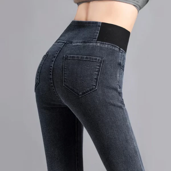 High-Waist Skinny Vintage Wash Pencil Stretch Denim Jeans