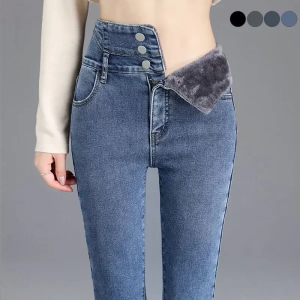 Warm Thermal Thick Fleece High-Waist Skinny Jeans