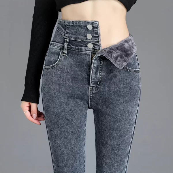 Warm Thermal Thick Fleece High-Waist Skinny Jeans