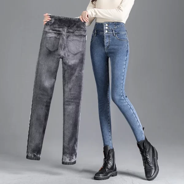 Warm Thermal Thick Fleece High-Waist Skinny Jeans