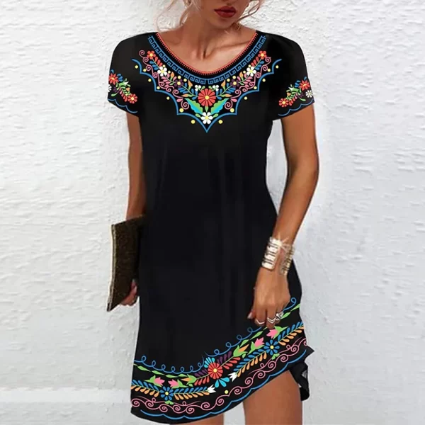 Vintage Elegant Ethnic Loose Bohemian Beach Midi Dress