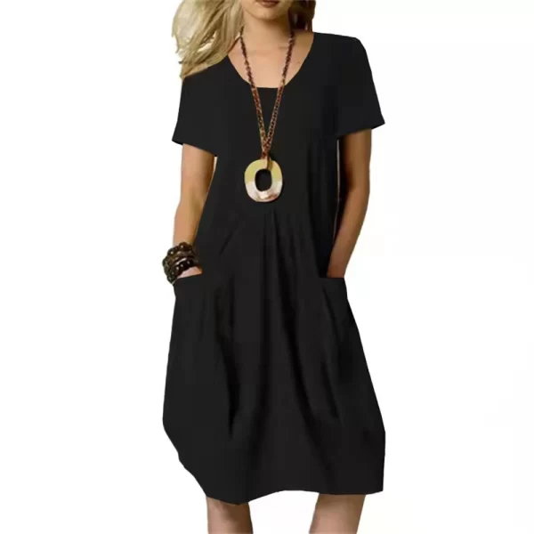 Women's Casual Plus Size Cotton Linen Knee Length Dress