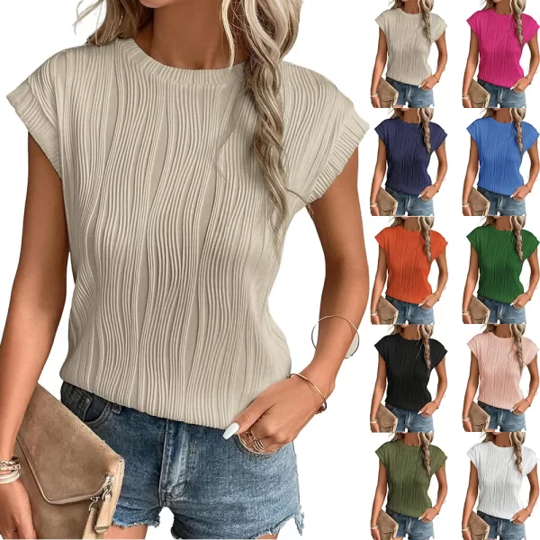 Short Sleeve Crewneck Knit Loose Casual Basic T-Shirts