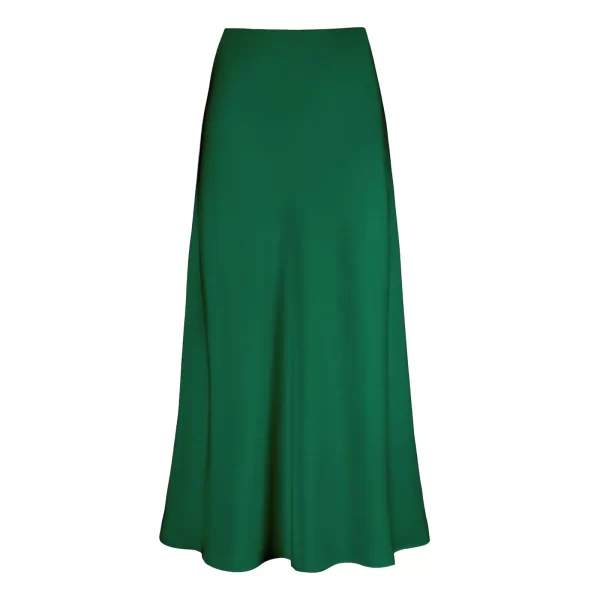 Elegant A-Line Elastic Waist Pleated Long Skirt