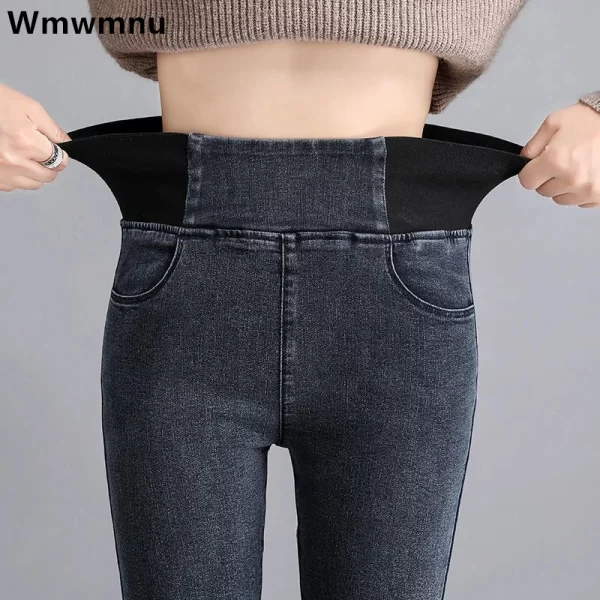 High-Waist Skinny Vintage Wash Pencil Stretch Denim Jeans