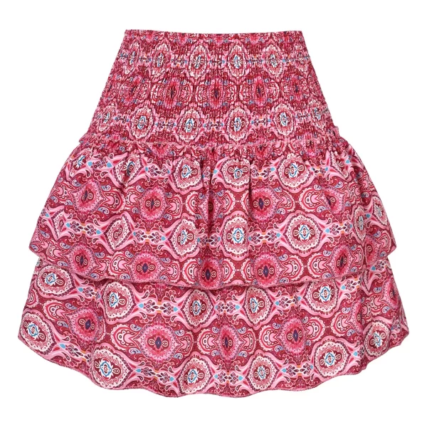 Vintage High-Waist Ruffle Floral Pleated Short Skirt