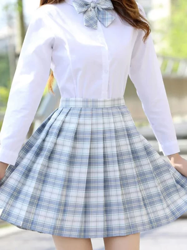 Girls Preppy Pleated High-Waist A-Line Mini Skirt