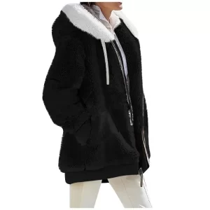 Women’s Casual Zipper Cashmere Fleece Hooded Jacket