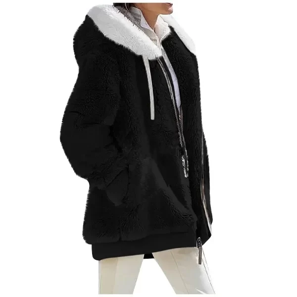 Women's Casual Zipper Cashmere Fleece Hooded Jacket