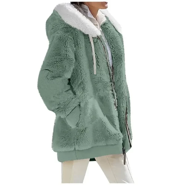 Women's Casual Zipper Cashmere Fleece Hooded Jacket