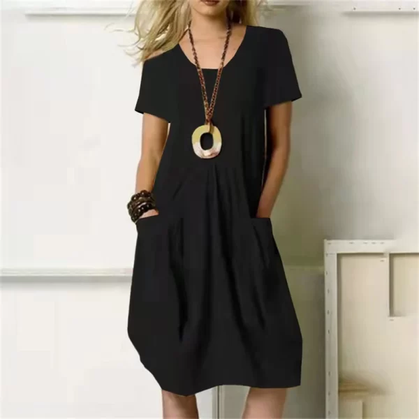 Women's Casual Plus Size Cotton Linen Knee Length Dress