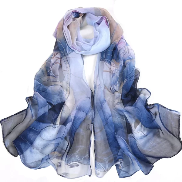 Flower Design Georgette Thin Women's Scarf