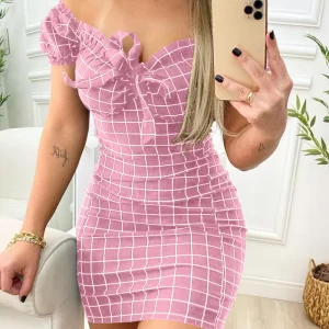 Sexy Summer Cross-Border Grid Print Mini Dress