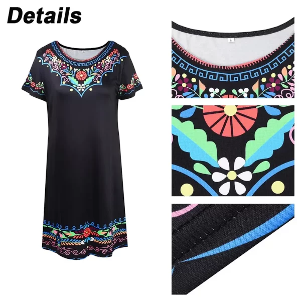 Vintage Elegant Ethnic Loose Bohemian Beach Midi Dress