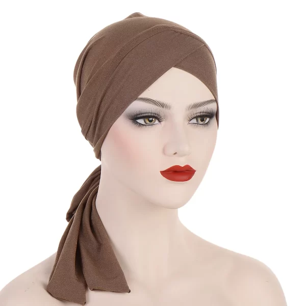 Elastic Solid Colour Pre-Tied Hijab Head Scarf