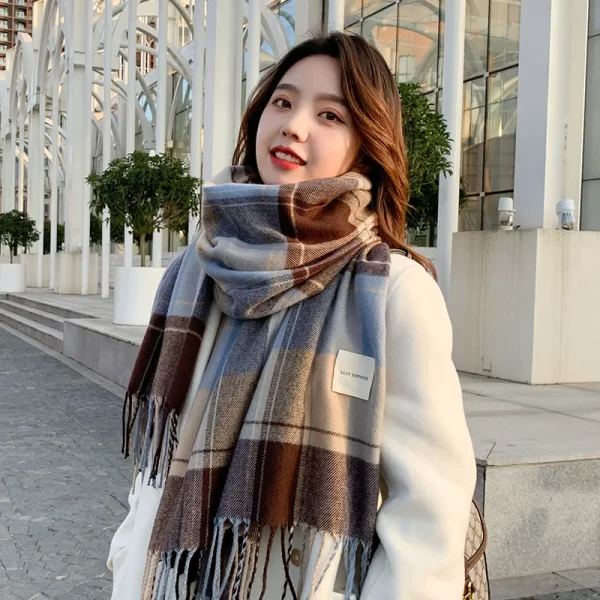 Unisex Korean Version of British Classic Checker Scarf