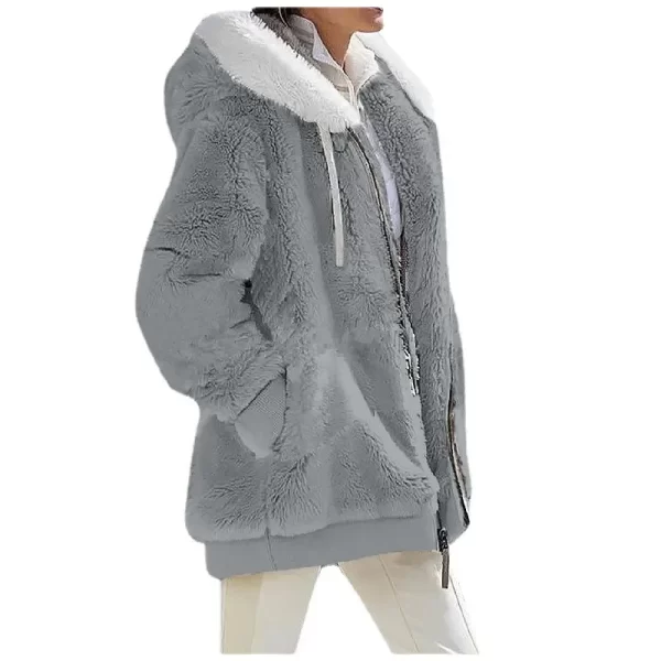 Women's Casual Zipper Cashmere Fleece Hooded Jacket