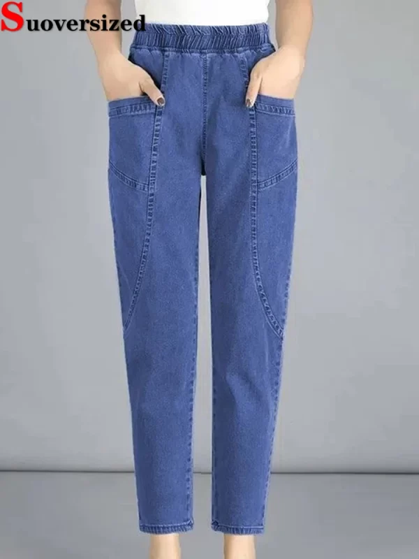 Vintage Ankle-length High-Waist Baggy Denim Pants