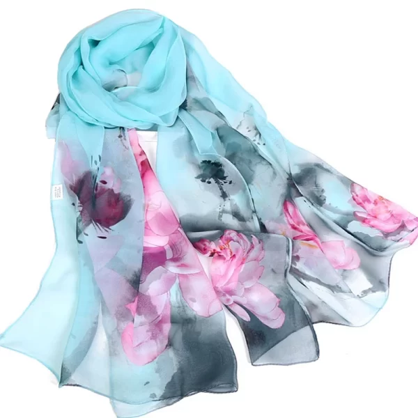 Flower Design Georgette Thin Women's Scarf