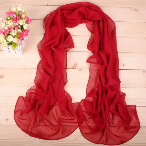 Pure Monochrome Women's Long Chiffon Scarf