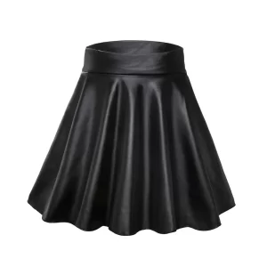 Women’s High-Waist Elastic Faux Leather Mini Skirt