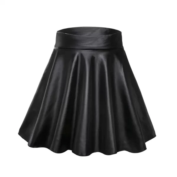 Women's High-Waist Elastic Faux Leather Mini Skirt