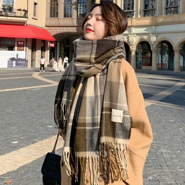 Unisex Korean Version of British Classic Checker Scarf