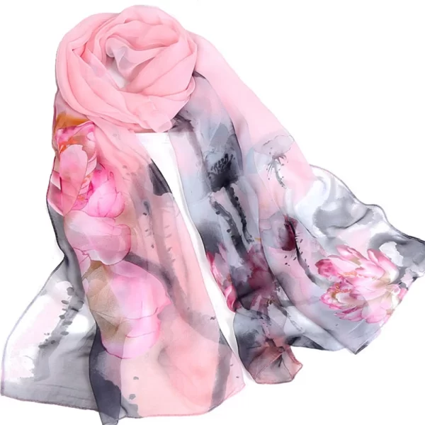 Flower Design Georgette Thin Women's Scarf