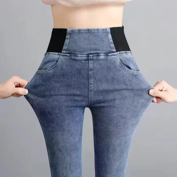 High-Waist Skinny Vintage Wash Pencil Stretch Denim Jeans