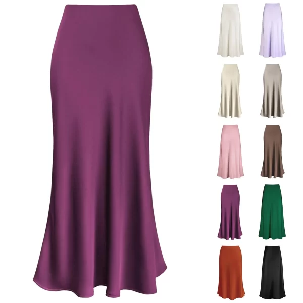 Elegant A-Line Elastic Waist Pleated Long Skirt