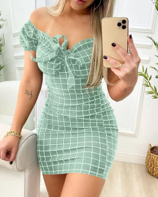 Sexy Summer Cross-Border Grid Print Mini Dress