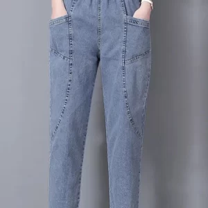 Vintage Ankle-length High-Waist Baggy Denim Pants
